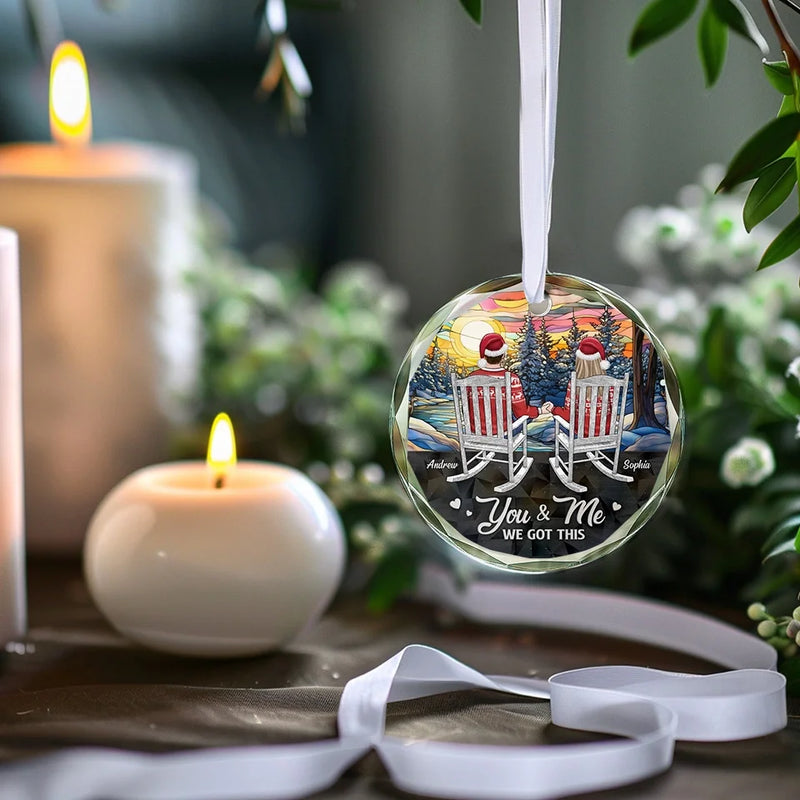 You Make Every Day Feel Like Christmas - Couple Personalized Custom Circle Glass Ornament - Christmas Gift For Husband Wife, Anniversary