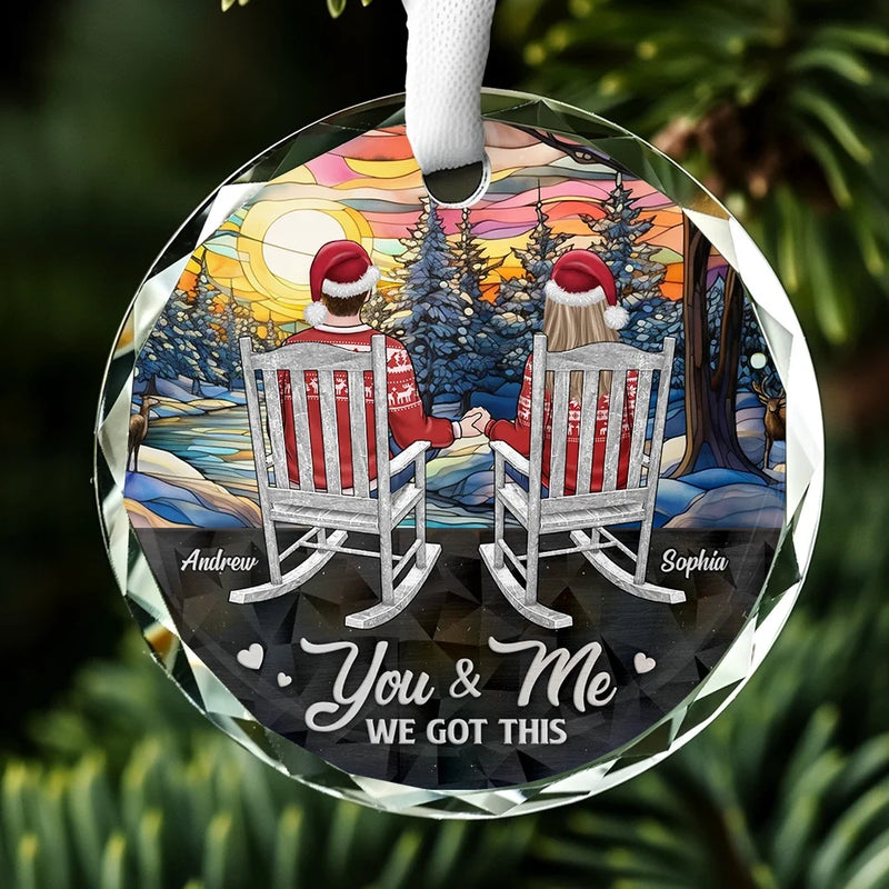 You Make Every Day Feel Like Christmas - Couple Personalized Custom Circle Glass Ornament - Christmas Gift For Husband Wife, Anniversary