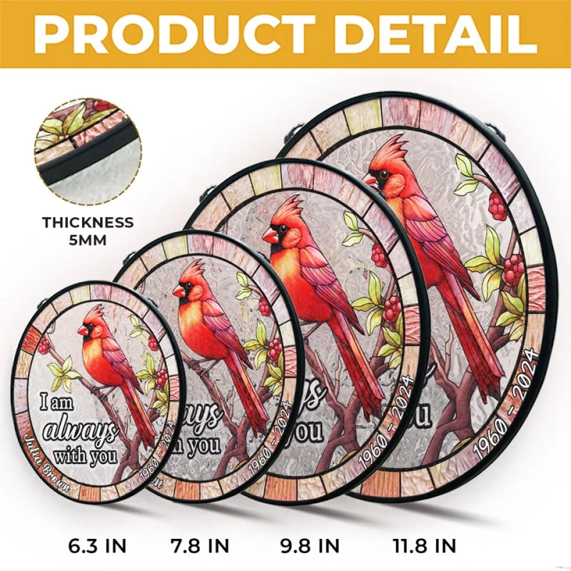 Cardinals Appear When Angels Are Near - Memorial Personalized Custom Stained Glass Window Hanging Suncatcher - Sympathy Gift For Family Members