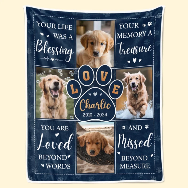 Custom Pet Photo Memorial Gifts for Dog Lovers - Personalized Blanket