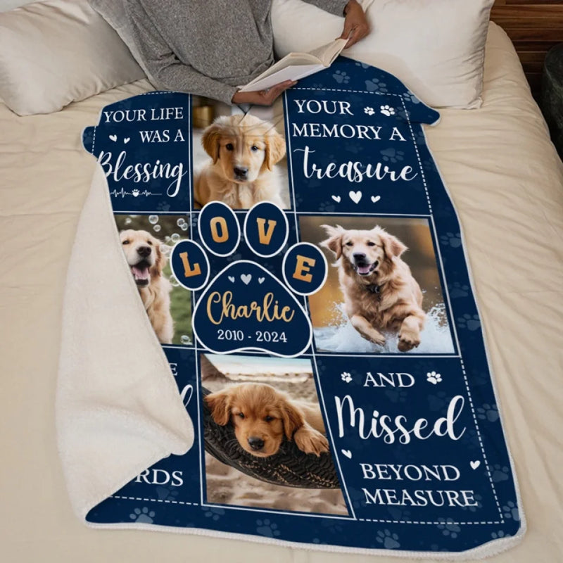 Custom Pet Photo Memorial Gifts for Dog Lovers - Personalized Blanket