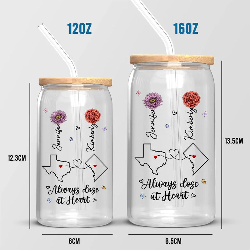 Custom Name Long Distance Friendship Gifts - Personalized Glass Cup