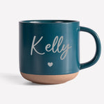 Custom Name Heart Design Gift - Personalized Pottery Mug