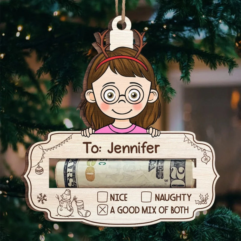 Families Bring Extra Joy To Christmas - Family Personalized Custom Ornament, Money Holder - Wood Custom Shaped -  Christmas Gift For Family Members