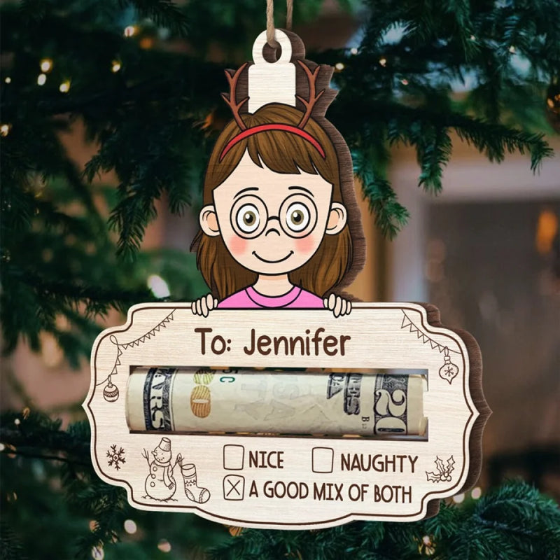 Families Bring Extra Joy To Christmas - Family Personalized Custom Ornament, Money Holder - Wood Custom Shaped -  Christmas Gift For Family Members