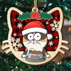 Meowy Catmas - Cat Personalized Custom Shaped 2 Layered Wood Christmas Ornament - Christmas Gift For Pet Owners, Pet Lovers