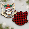 Meowy Catmas - Cat Personalized Custom Shaped 2 Layered Wood Christmas Ornament - Christmas Gift For Pet Owners, Pet Lovers