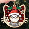 Meowy Catmas - Cat Personalized Custom Shaped 2 Layered Wood Christmas Ornament - Christmas Gift For Pet Owners, Pet Lovers