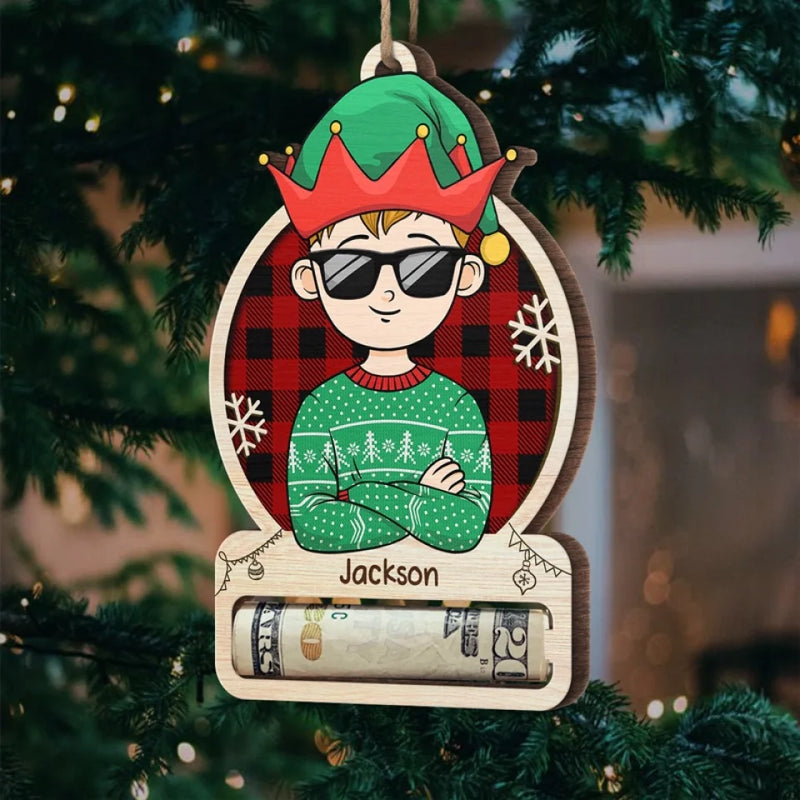 Love Grows Best In A Happy Family - Family Personalized Custom Ornament, Money Holder - Wood Custom Shaped -  Christmas Gift For Family Members
