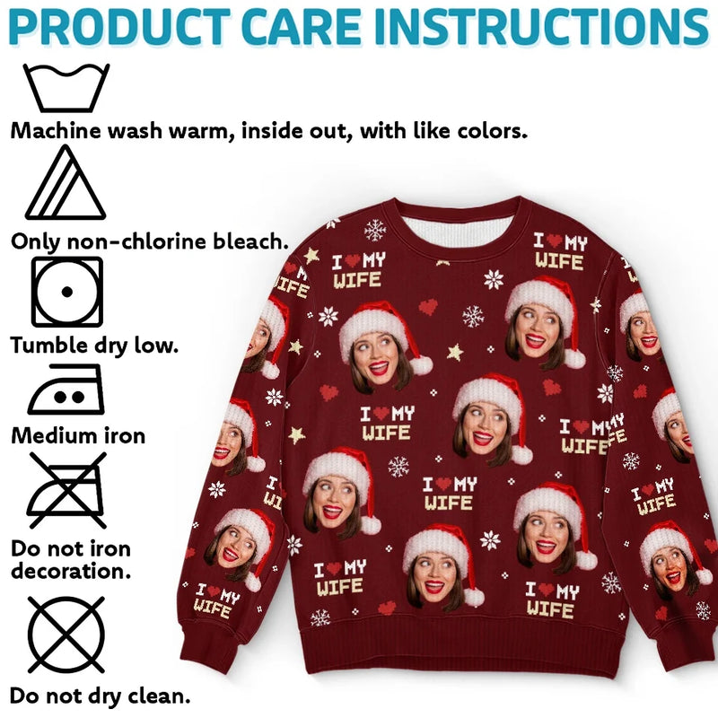 Custom Photo Together Is The Best Place To Be This Christmas - Couple Personalized Custom Ugly Sweatshirt - Unisex Wool Jumper - Christmas Gift For Husband Wife, Anniversary