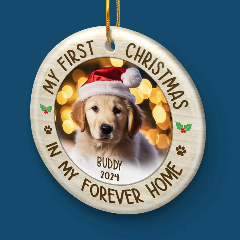 Custom Photo Every Day Is A Little Brighter With A Pet Around The Tree - Dog & Cat Personalized Custom Ornament - Ceramic Round Shaped - Christmas Gift For Pet Owners, Pet Lovers