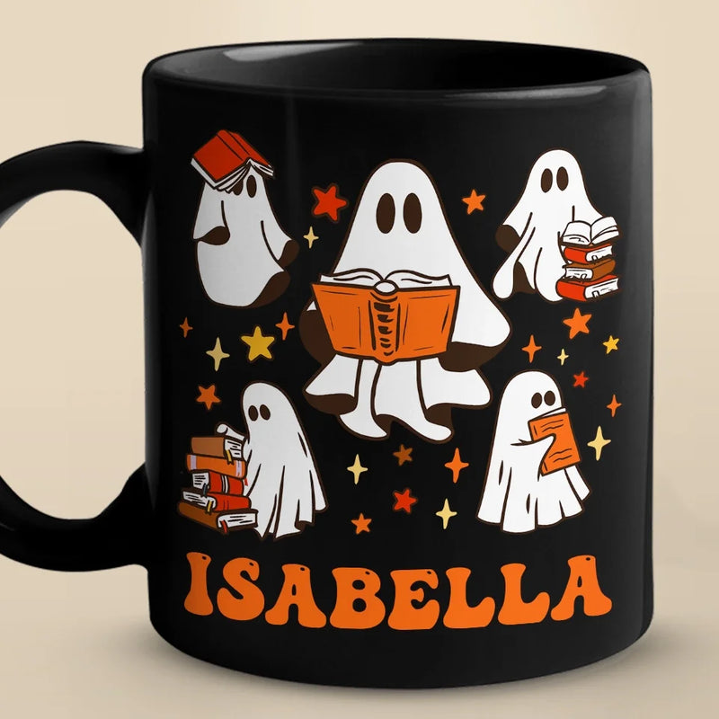 Custom Name Spooky Ghost Book Lover Gifts for Readers - Personalized Mug