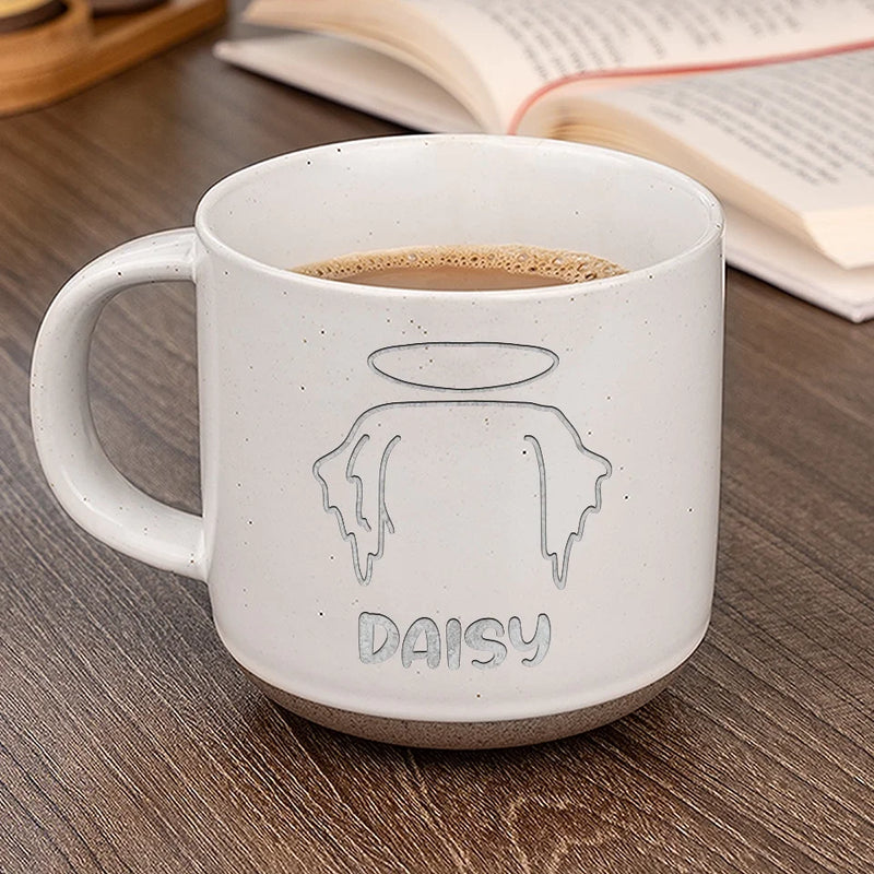 Angel With Paws, Heaven Gained A Furry Friend - Memorial Personalized Custom Pottery Mug - Sympathy Gift For Pet Owners, Pet Lovers
