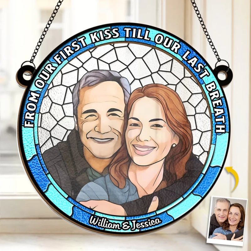 Custom Photo Every Day With You Is The Best Day Of My Life - Couple Personalized Window Hanging Suncatcher - Gift For Husband Wife, Anniversary