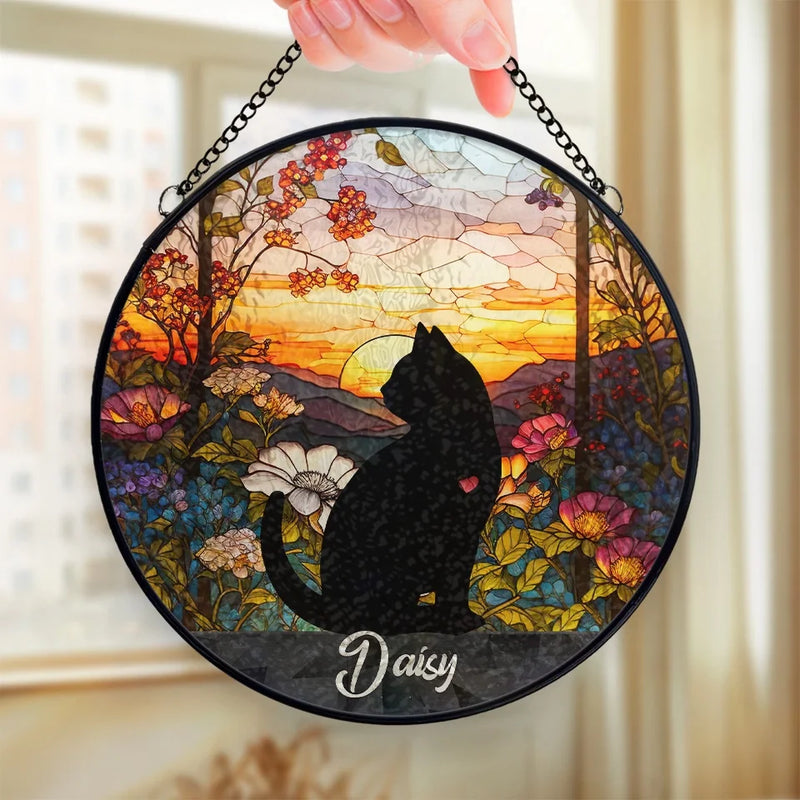 My Purr You Will Miss, But I’m Still Here - Memorial Personalized Custom Stained Glass Window Hanging Suncatcher - Sympathy Gift For Pet Owners, Pet Lovers