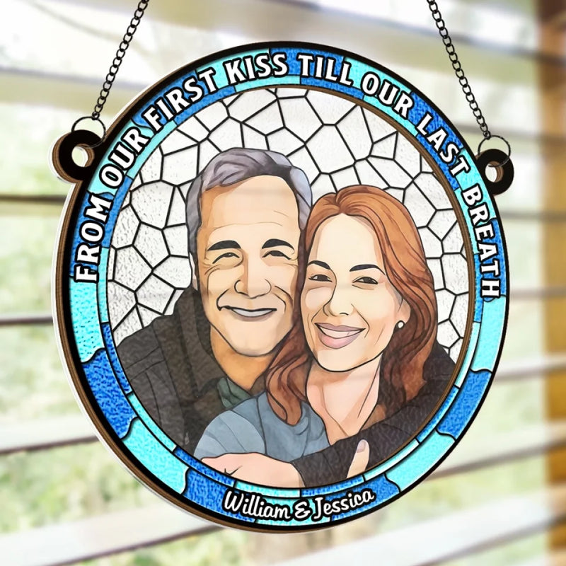 Custom Photo Every Day With You Is The Best Day Of My Life - Couple Personalized Window Hanging Suncatcher - Gift For Husband Wife, Anniversary
