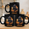Witchy Whiskers And Spooky Purrs - Cat Personalized Custom Black Mug - Halloween Gift For Pet Owners, Pet Lovers