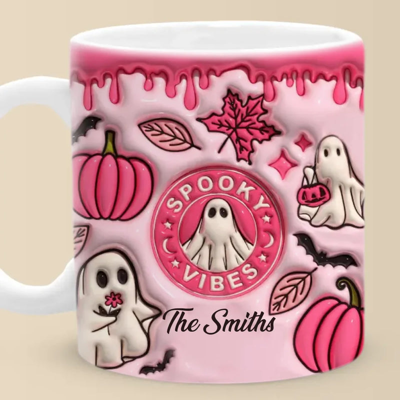 Custom Name Pink Halloween Gifts for Families - Personalized Mugs