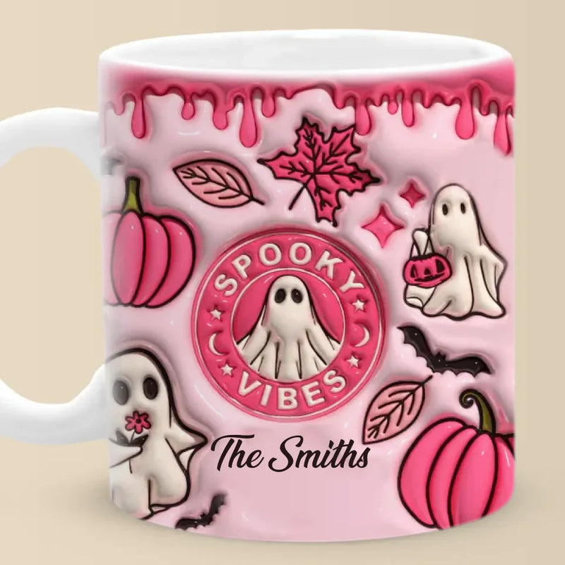 Custom Name Pink Halloween Gifts for Families - Personalized Mugs