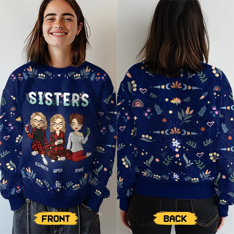 Jingle Ladies Rock - Bestie Personalized Custom Ugly Sweatshirt - Unisex Wool Jumper - Christmas Gift For Best Friends, BFF, Sisters