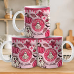 Custom Name Pink Halloween Gifts for Families - Personalized Mugs