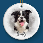 Custom Name Christmas Dog Gifts for Dog Lovers - Personalized Ceramic Ornament