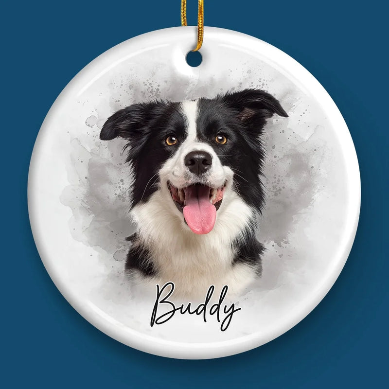 Custom Name Christmas Dog Gifts for Dog Lovers - Personalized Ceramic Ornament
