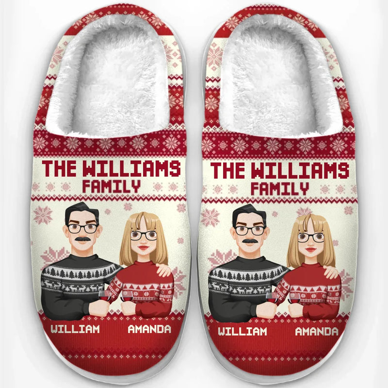 Christmas Is A Time For Comfort, Joy, And Family Bonding - Family Personalized Custom Fluffy Slippers - Christmas Gift For Family Members