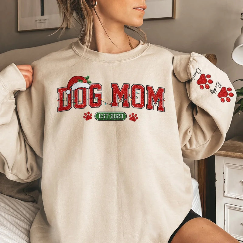 Furry Kisses And Christmas Wishes - Dog & Cat Personalized Custom Unisex Sweatshirt With Design On Sleeve - Christmas Gift For Pet Owners, Pet Lovers