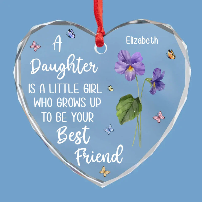 There Is No Better Friend Than A Daughter - Family Personalized Custom Heart Glass Ornament - Christmas Gift For Mom, Daughter