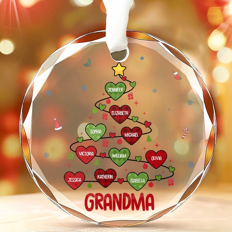 Custom Name Christmas Grandma Gifts - Personalized Glass Ornament