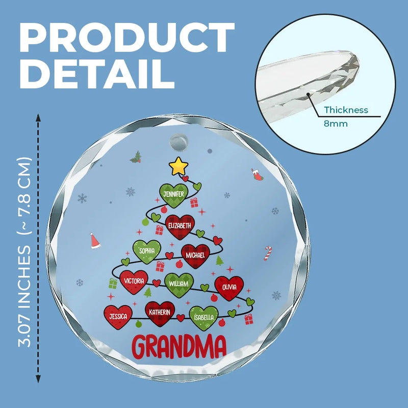 Grandma’s Love Is The Best Gift Of All At Christmas - Family Personalized Custom Circle Glass Ornament - Christmas Gift For Grandma