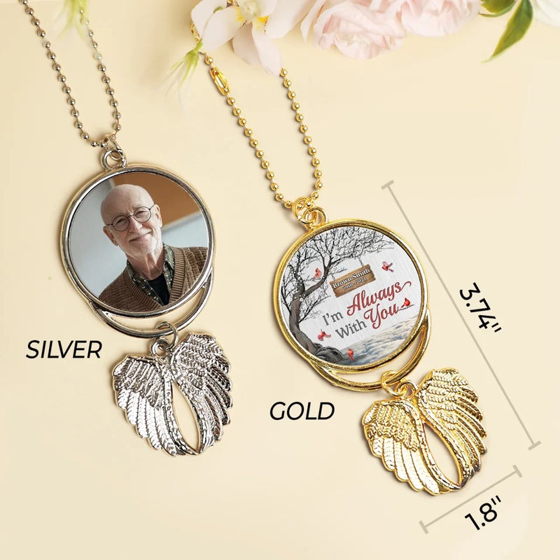 Custom Photo Not A Day Goes By That You're Not Missed - Personalized Custom Memorial Charm Angel Wings - Sympathy Gift For Family Members