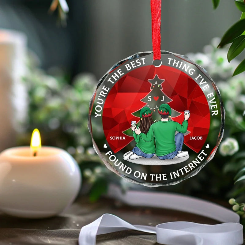 Christmas Cookie Crew - Couple Personalized Custom Circle Glass Ornament - Christmas Gift For Husband Wife, Anniversary