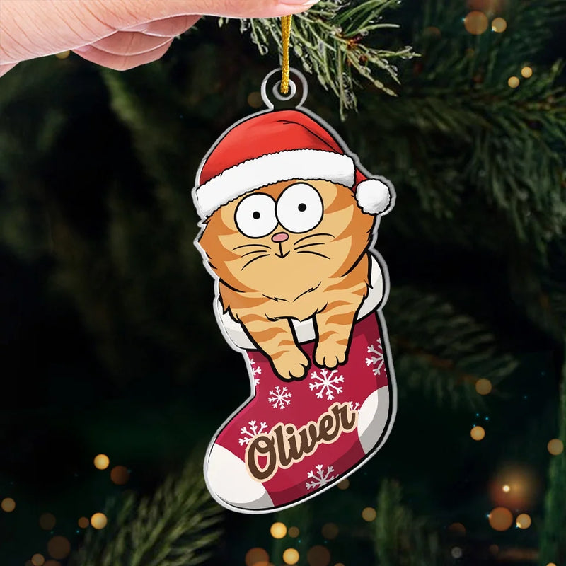 Santa Paws Is Coming To Town! - Cat Personalized Custom Ornament - Acrylic Custom Shaped - Christmas Gift For Pet Owners, Pet Lovers