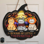Custom Name Halloween Cat Gifts for Cat Lovers - Personalized Wood Sign