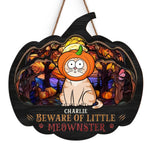 Custom Name Halloween Cat Gifts for Cat Lovers - Personalized Wood Sign