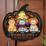 Custom Name Halloween Cat Gifts for Cat Lovers - Personalized Wood Sign