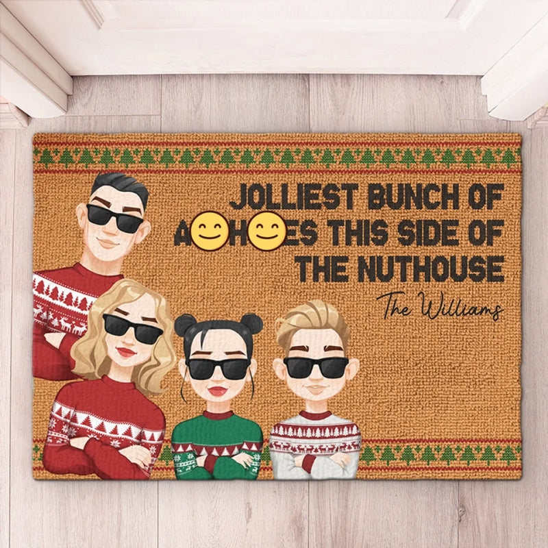 Merry Christmas Ya Filthy Animal - Family Personalized Custom Home Decor Decorative Mat - Gift For Family Members
