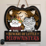 Custom Name Halloween Cat Gifts for Cat Lovers - Personalized Wood Sign