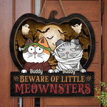 Custom Name Halloween Cat Gifts for Cat Lovers - Personalized Wood Sign