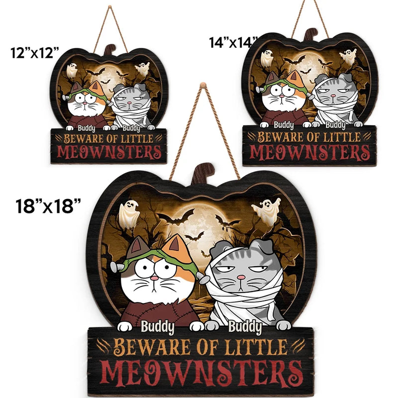 Custom Name Halloween Cat Gifts for Cat Lovers - Personalized Wood Sign