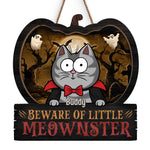 Custom Name Halloween Cat Gifts for Cat Lovers - Personalized Wood Sign