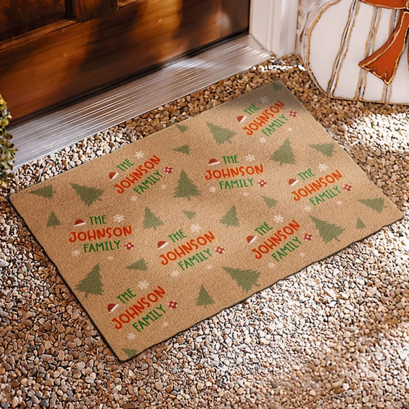 Family Makes The Season Bright - Family Personalized Custom Home Decor Decorative Mat - Christmas Gift For Family Members