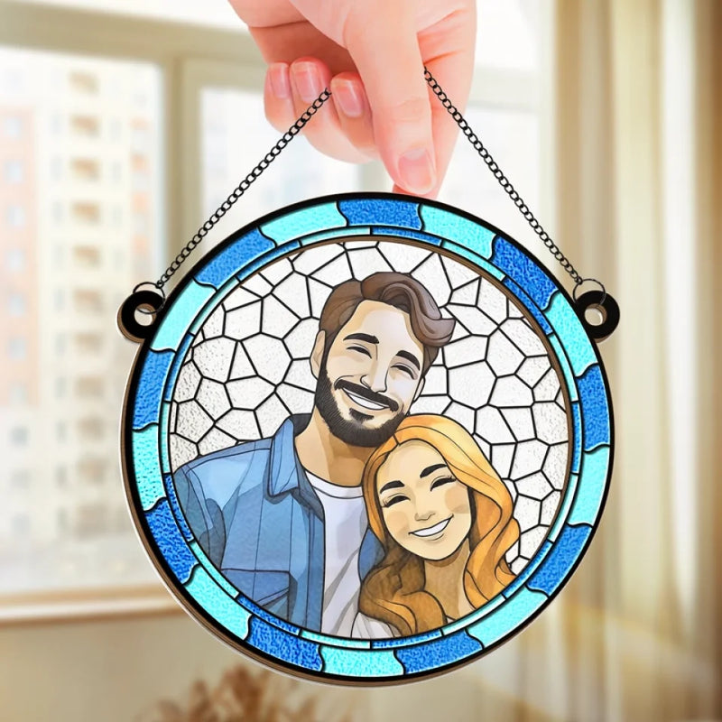 Custom Photo Couple Gifts - Personalized Suncatcher Ornament