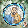 Custom Photo Two Hearts, One Journey - Couple Personalized Window Hanging Suncatcher - Gift For Husband Wife, Anniversary