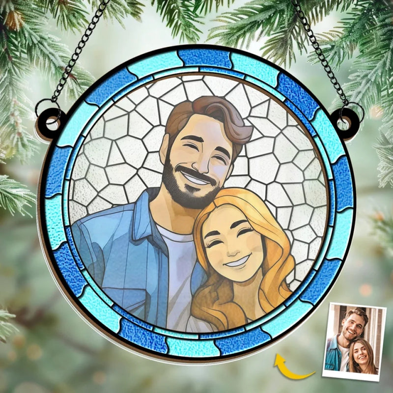 Custom Photo Couple Gifts - Personalized Suncatcher Ornament