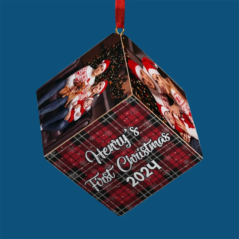 Custom Photo The Beginning Of Many Magical Moments - Family Personalized Custom Wooden Cube Ornament - Christmas Gift For Baby Kids, Newborn Baby