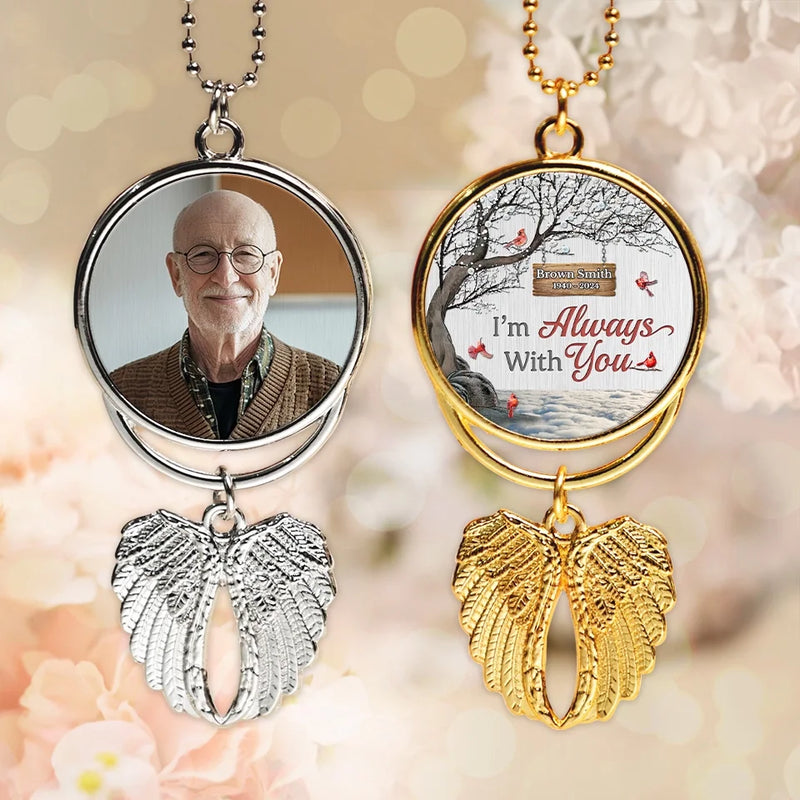 Custom Photo Not A Day Goes By That You're Not Missed - Personalized Custom Memorial Charm Angel Wings - Sympathy Gift For Family Members