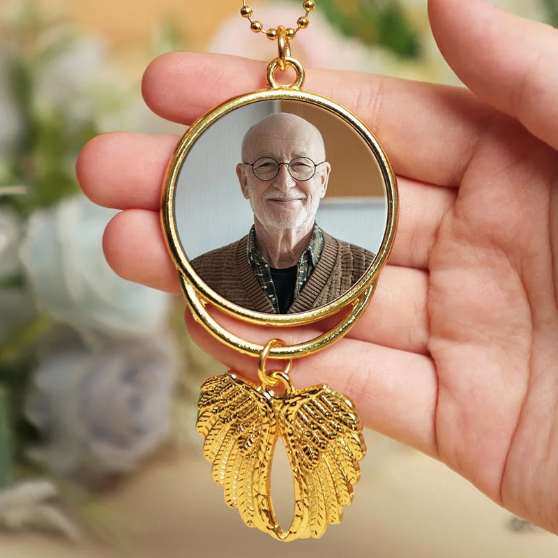 Custom Photo Not A Day Goes By That You're Not Missed - Personalized Custom Memorial Charm Angel Wings - Sympathy Gift For Family Members
